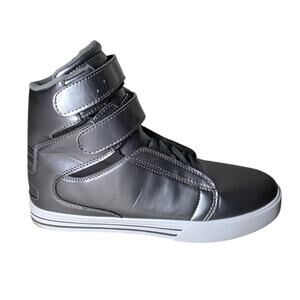 Supra Society Metallic Silver High Top Sneakers Men's Size 9.5 Terry Kennedy